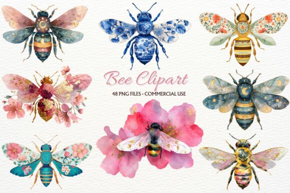 Download Floral Bee Clipart Boho Cottagecore PNG - Art Collection