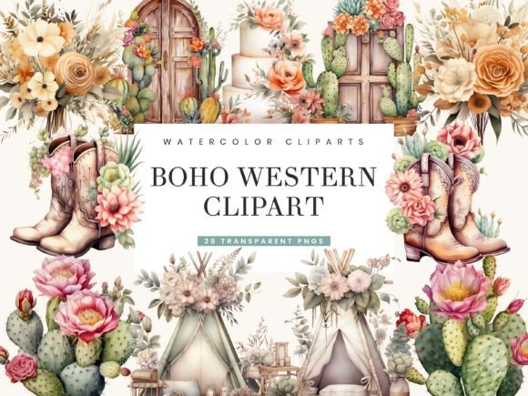 Download Watercolor Boho Western Clipart Bundle - Art Collection