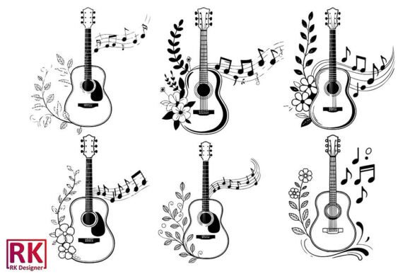 Download Floral Guitar Vector Art Boho SVG Bundle - Art Collection