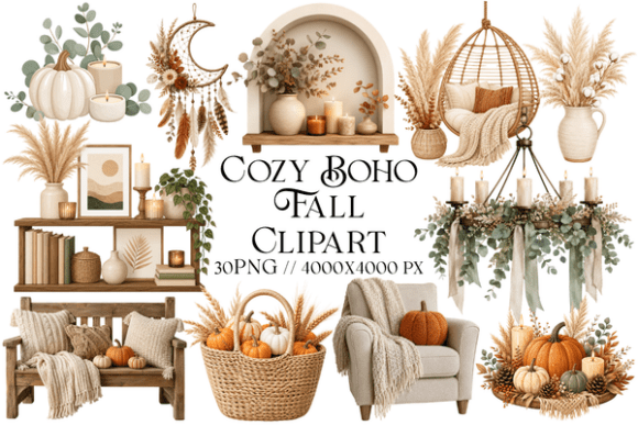 Download Cozy Boho Fall Clipart - Art Collection