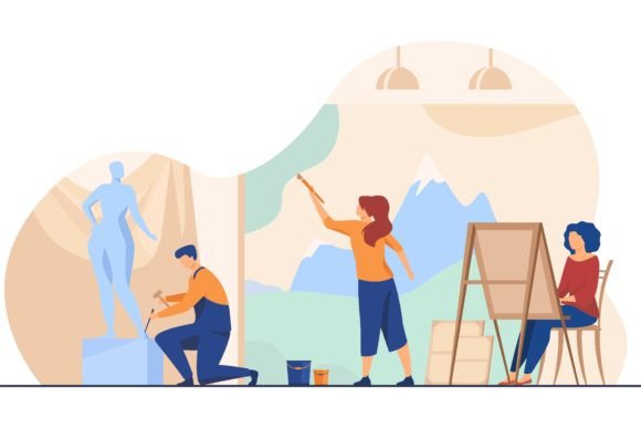 Download Artists Creating Artworks Flat Vector Il - Art Collection