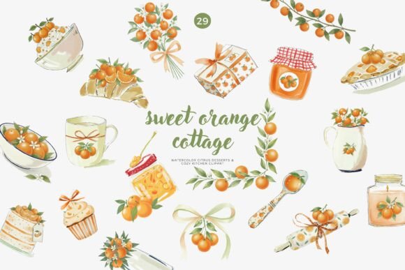 Download Sweet Orange Cottage Watercolor Clipart - Art Collection