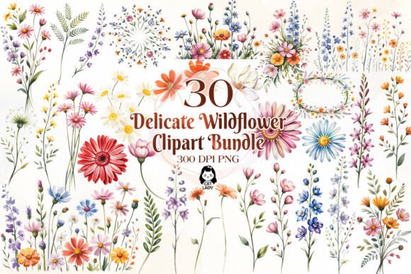 Download Delicate Wildflowers Watercolor Clipart - Art Collection