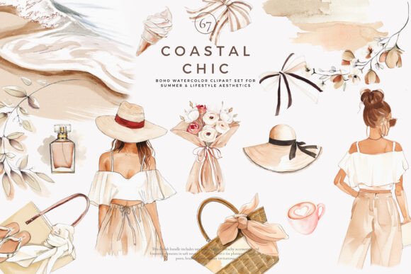 Download Boho Clipart Summer Fashion Coastal Set - Art Collection