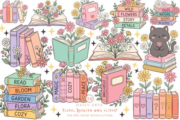 Download Floral Reading Book Clipart - Art Collection