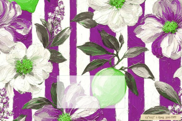 Download Purple Stripe White Floral Oil Paint Art - Art Collection