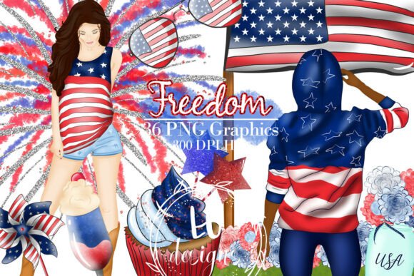 Download 4th of July Clipart, USA Fashion Girl - Art Collection