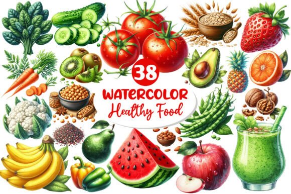 Download Watercolor Healthy Food Clipart - Art Collection