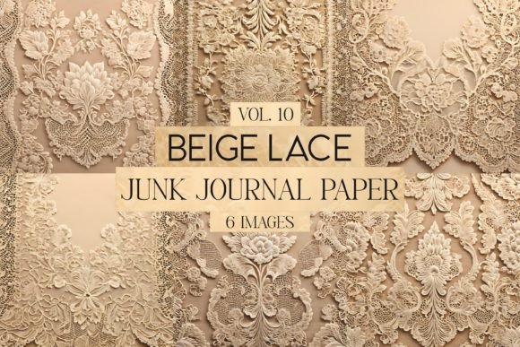 Download Beige Lace Junk Journal Paper Vol. 10 - Beige Collection