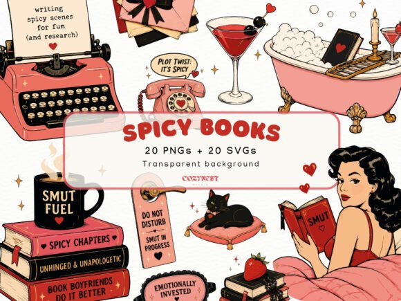 Download Spicy Book Lover Retro Cliparts, Romance - Art Collection