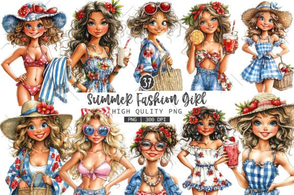 Download Summer Fashion Girl PNG Clipart Bundle - Art Collection
