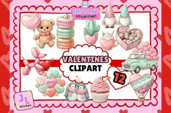 Download Valentines Pink Clipart Bundle - Art Collection
