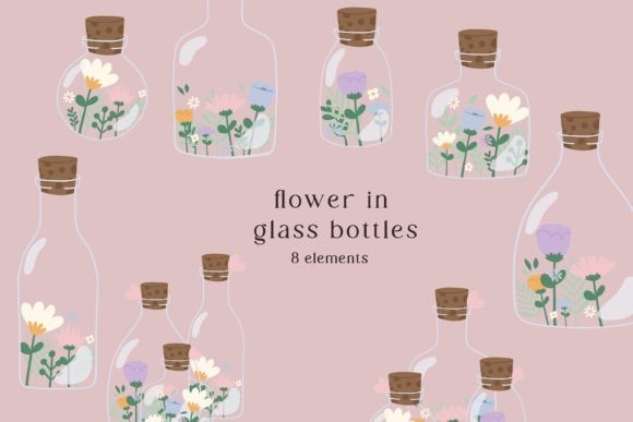 Download Cute Flower in Glass Bottles Clip Art - Art Collection