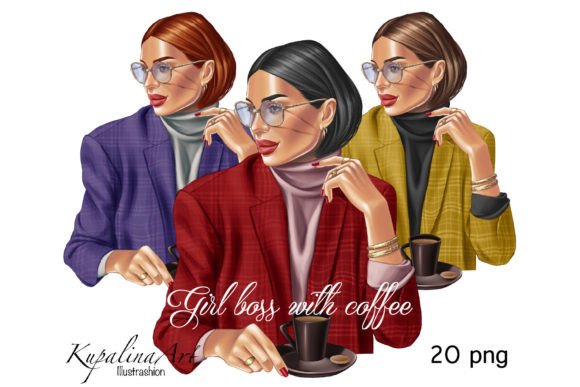 Download Planner Girl with Cup of Coffee Clipart - Art Collection