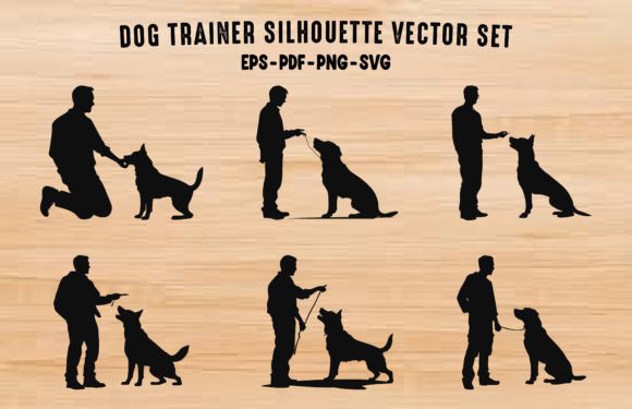 Download Dog Trainer Silhouettes PNG Clipart Set - Art Collection