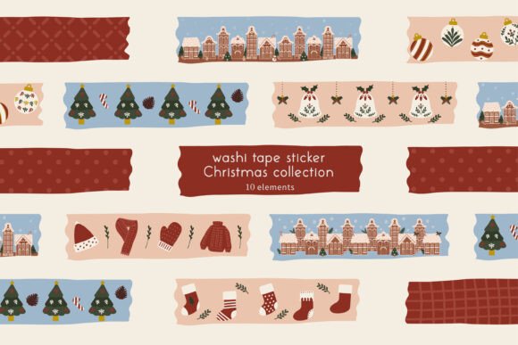 Download Digital Christmas Washi Tape Clipart Set - Art Collection