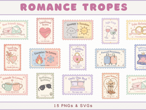 Download Romance Tropes Stamp Cliparts, Bookish - Art Collection