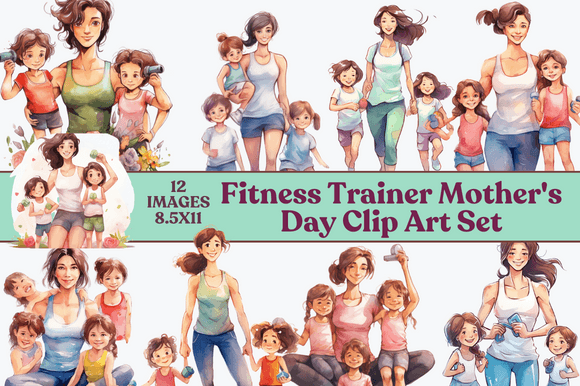 Download Fitness Trainer Mother's Day Clip Art Se - Art Collection