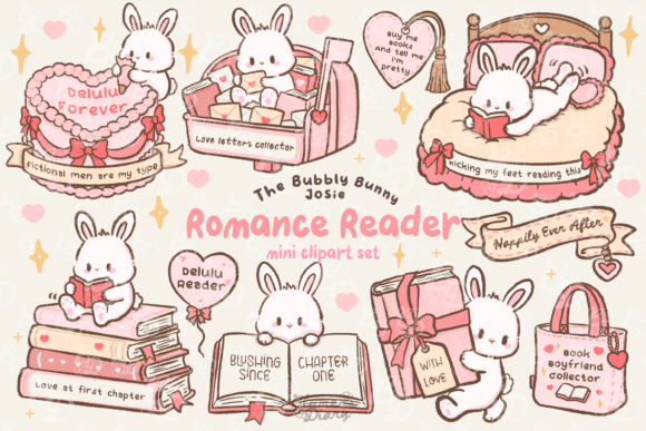 Download Kawaii Romance Reader Bunny Clipart - Art Collection