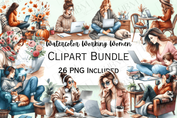 Download Watercolor Working Women Clipart - Art Collection