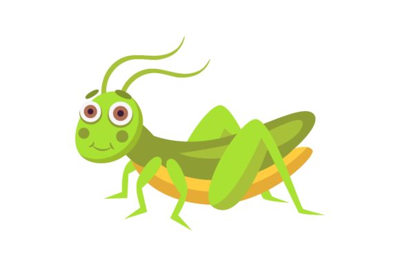 Download Green Slender Grasshopper. Cute Cartoon - Art Collection