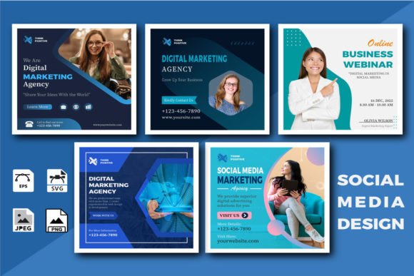 Download 5 in 1 Social Media Marketing Templates - Social media marketing Collection