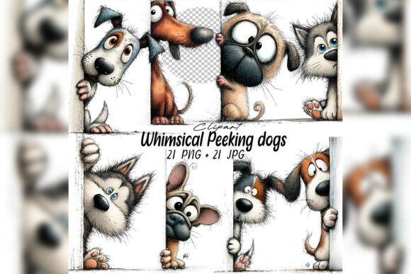 Download Whimsical Peeking Dog Clipart Set - Art Collection
