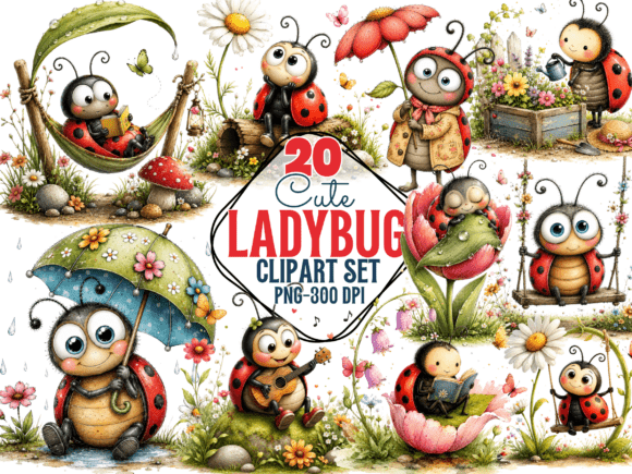 Download Ladybug Clipart Set PNG , Spring Bug - Art Collection