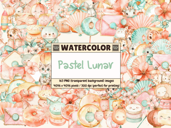 Download Pastel Lunar Watercolor Clipart - Art Collection