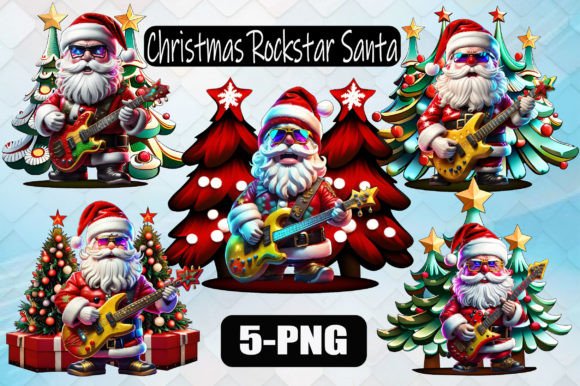 Download Santa Christmas Rockstar Clipart Bundle - Art Collection