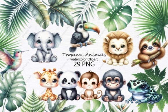 Download Tropical Animals Watercolor Clipart - Art Collection