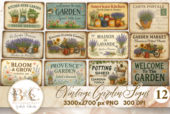 Download Vintage Garden Signs Clipart Bundle - Art Collection