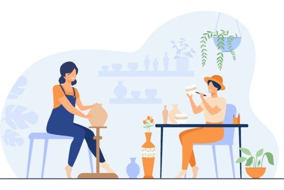 Download Smiling Female Artists Creating Ceramic - Art Collection