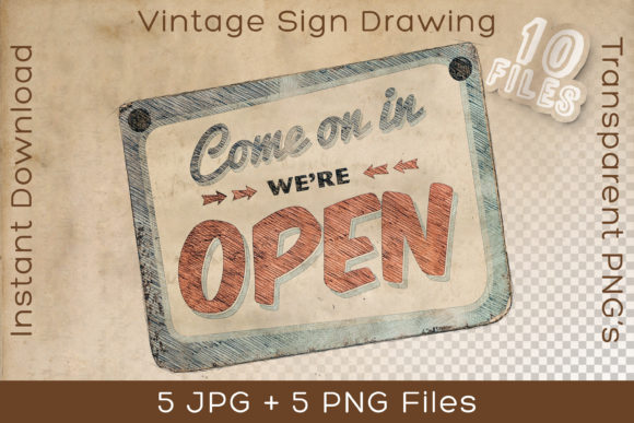 Download Store Open Sign Vintage Art Drawing - Art Collection