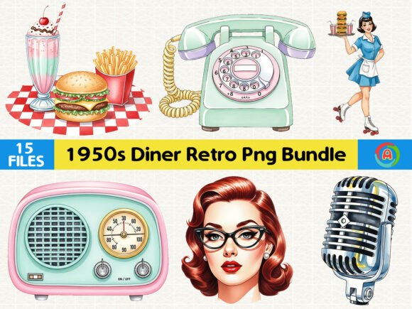 Download Retro Restaurant Clipart Pack 1950s - Art Collection